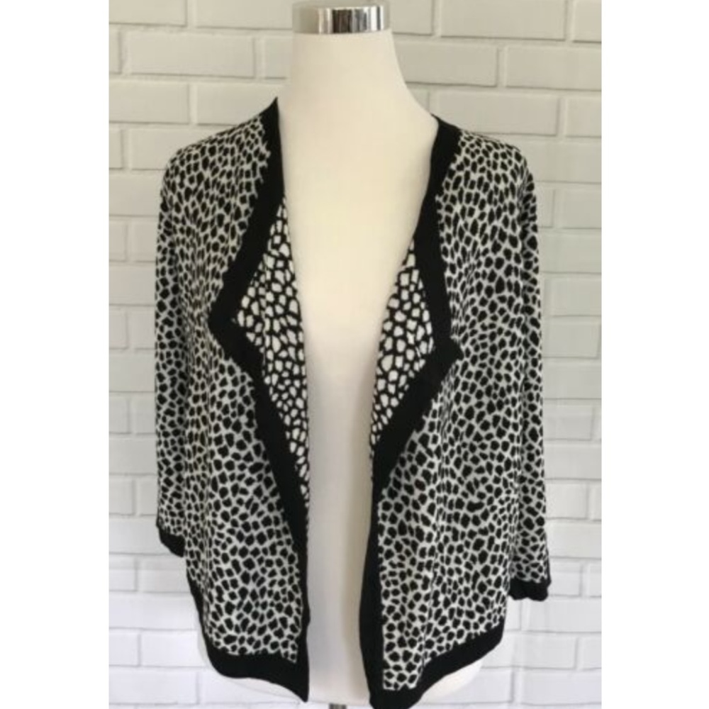 NWOT Etcetera B&W Animal Print Cardigan Sweater